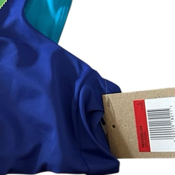 NWT Nike Women’s Asymmetrical Color Block Swoosh Bikini Top Size Large L Blue - Picture 8 of 8